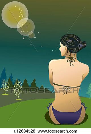 Bikini, Solitude, Waist-Up, Beauty Treatment, Spa, Outdoor View Large Illustration Stock Illustration - Bikini, Solitude, Waist-Up, Beauty Treatment, Spa, Outdoor. Fotosearch
