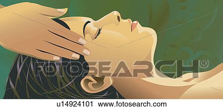 Clip Art - Head Massage, Human Hand, Pampering, Spa, Head And Shoulders. Fotosearch