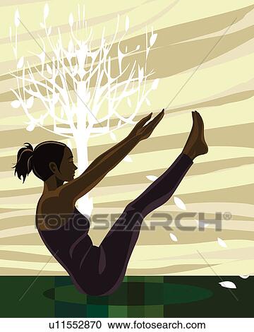 Clipart - Stretching, Leisure Activity, Vacations, Pampering, Spa, Long Hair. Fotosearch