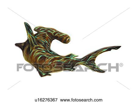 Stock Illustration - benthos, animal, ocean, sea, fish, vertebrate, sphyrna typus zygaena. Fotosearch