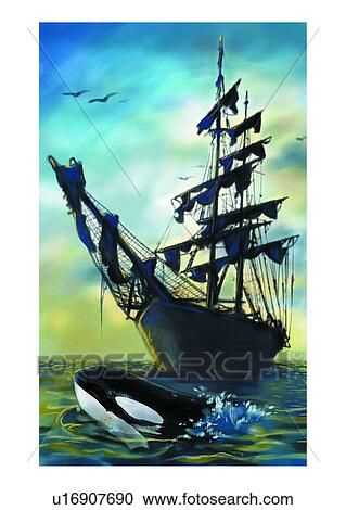 Clipart - benthos, animal, ocean, sea, whale, vertebrate, whale. Fotosearch