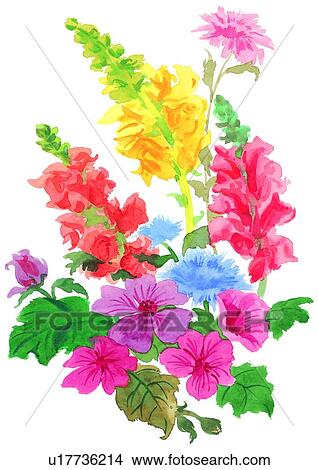flower, plant, watercolor View Large Illustration Stock Illustration - flower, plant, watercolor. Fotosearch