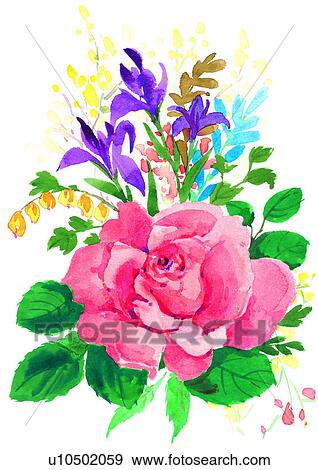 Stock Illustration - flower, watercolor, plant. Fotosearch