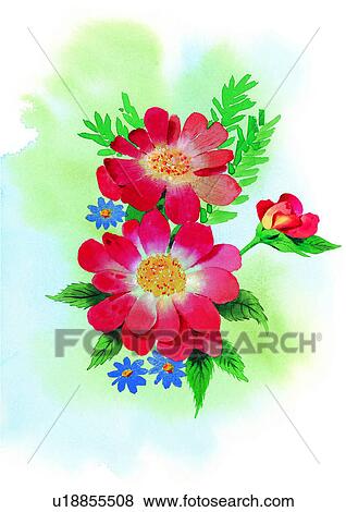 flower, watercolor, plant View Large Illustration Stock Illustration - flower, watercolor, plant. Fotosearch