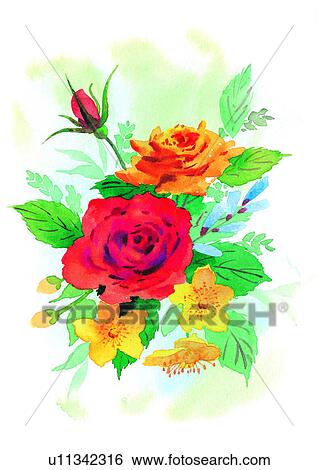 plant, flower, watercolor View Large Illustration Stock Illustration - plant, flower, watercolor. Fotosearch