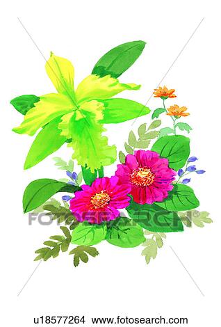 Stock Illustration - plant, watercolor, flower. Fotosearch