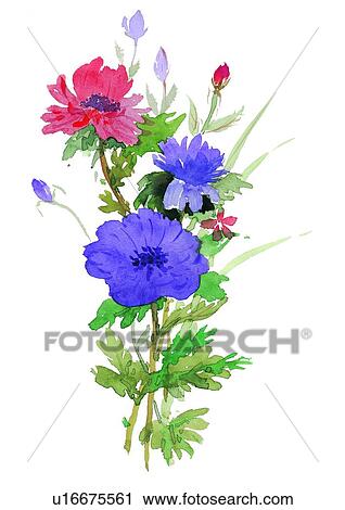 Clip Art - purple, watercolor, plant, flower. Fotosearch