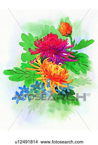 watercolor, plant, flower View Large Illustration Stock Illustration - watercolor, plant, flower. Fotosearch