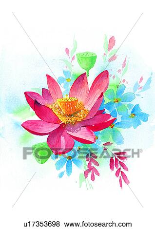 Stock Illustration - watercolor, plant, flower. Fotosearch