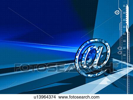 Stock Illustration - Close-up of an internet symbol superimposed on a blue background. Fotosearch