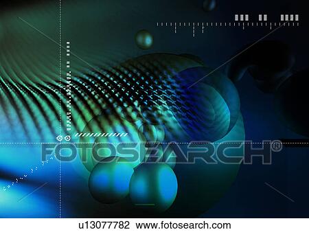 Drawing - Close-up of bubbles superimposed on a dark background. Fotosearch