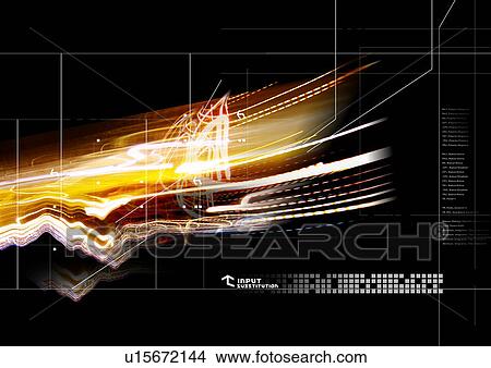 Glowing light streaks on a black background View Large Illustration Stock Illustration - Glowing light streaks on a black background. Fotosearch