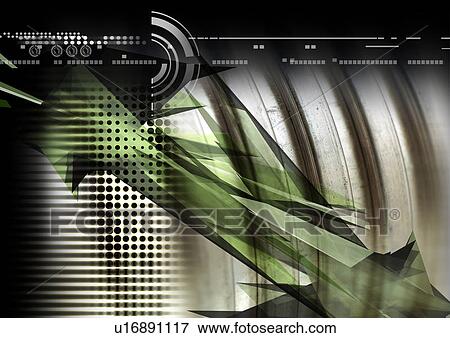 Stock Illustration - Green jagged streaks on a dotted surface. Fotosearch