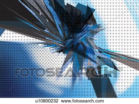 Drawing - Jagged light streaks on a dotted background. Fotosearch
