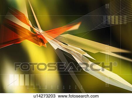 Drawing - Jagged shapes superimposed on a glowing background. Fotosearch
