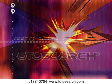 Light explosion superimposed on a multi colored background View Large Illustration Stock Illustration - Light explosion superimposed on a multi colored background. Fotosearch