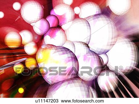 Close-up of bubbles superimposed on a glowing background View Large Illustration Drawing - Close-up of bubbles superimposed on a glowing background. Fotosearch