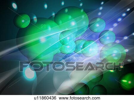 Stock Illustration - Close-up of bubbles superimposed on a green background. Fotosearch