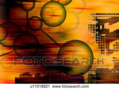 Clip Art - Close-up of bubbles superimposed on an orange background. Fotosearch