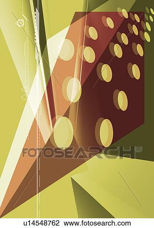 Drawing - Close-up of dots superimposed on a linear pattern. Fotosearch