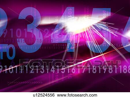 Stock Illustration - Close-up of numbers superimposed on a pink background. Fotosearch