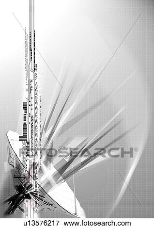 Satellite dish superimposed on a grey background View Large Illustration Stock Illustration - Satellite dish superimposed on a grey background. Fotosearch