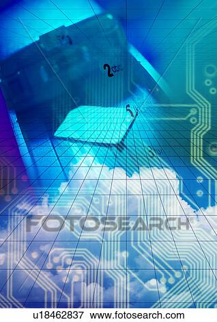 Circuit board superimposed on the sky View Large Illustration Stock Illustration - Circuit board superimposed on the sky. Fotosearch