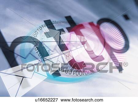 Stock Illustration - Internet language superimposed on a glowing background. Fotosearch