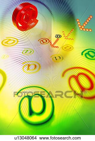 Internet symbols superimposed on a glowing background View Large Illustration Stock Illustration - Internet symbols superimposed on a glowing background. Fotosearch