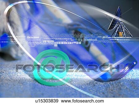 Stock Illustration - Text superimposed on an internet symbol. Fotosearch