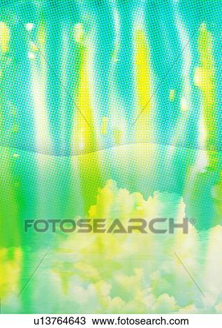 Colored stripes superimposed on the sky View Large Illustration Drawing - Colored stripes superimposed on the sky. Fotosearch