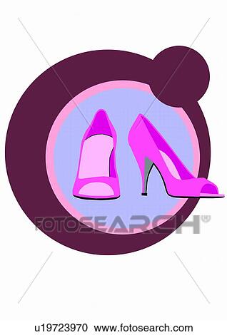Clipart - A pair of high heels in circles. Fotosearch