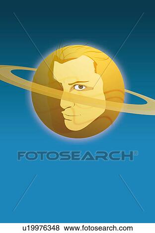 Saturn with man's face View Large Illustration Stock Illustration - Saturn with man's face. Fotosearch