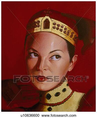 Close-up of medieval woman View Large Illustration Clipart - Close-up of medieval woman. Fotosearch