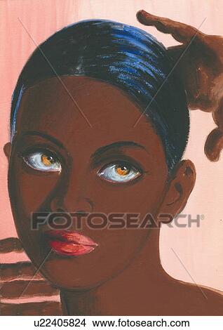 Stock Illustration - Head of dark-skinned woman. Fotosearch