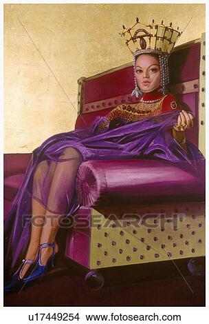 Stock Illustration - Medieval princess on couch. Fotosearch