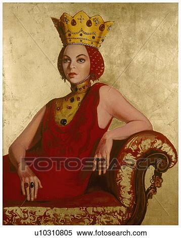 Medieval woman in crown on couch View Large Illustration Stock Illustration - Medieval woman in crown on couch. Fotosearch