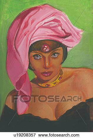 Stock Illustration - Woman wearing a turban. Fotosearch