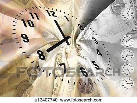 Clipart - Clock face superimposed on a grey background. Fotosearch