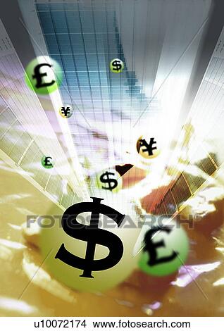 Stock Illustration - Currency symbols superimposed on a brown background. Fotosearch