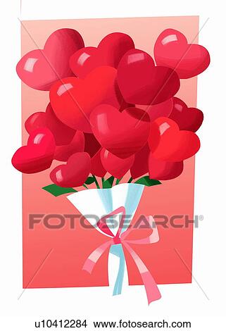 A Bouquet Of Heart Flowers Stock Illustration U10412284