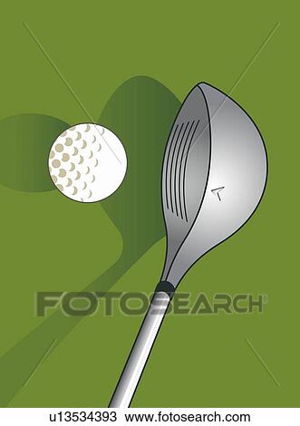 Closeup of a golfball and gold tee View Large Illustration Drawing - Closeup of a golfball and gold tee. Fotosearch