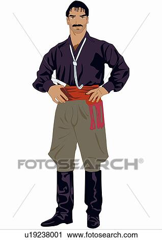Cretan man in traditional dress View Large Illustration Clip Art - Cretan man in traditional dress. Fotosearch