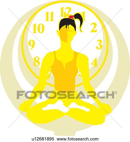 Front view of a woman doing yoga View Large Illustration Stock Illustration - Front view of a woman doing yoga. Fotosearch