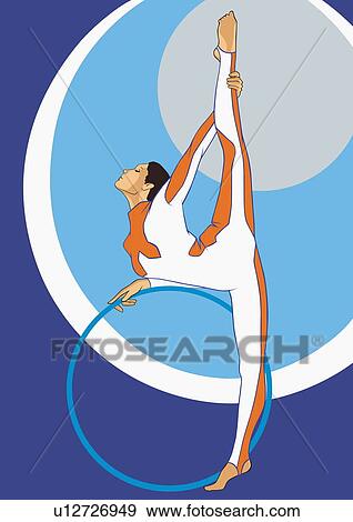 Stock Illustration - Gymnast with hoop. Fotosearch