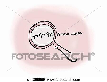 Magnifying glass over "www. " address View Large Illustration Stock Illustration - Magnifying glass over "www. " address. Fotosearch