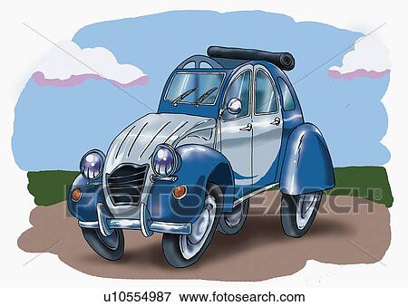 Stock Illustration - Old fashioned small car. Fotosearch