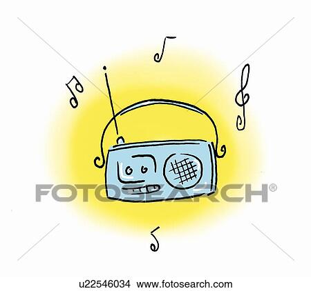 Radio playing music View Large Illustration Stock Illustration - Radio playing music. Fotosearch