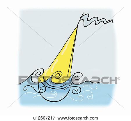 Sailboat in the sea View Large Illustration Stock Illustration - Sailboat in the sea. Fotosearch