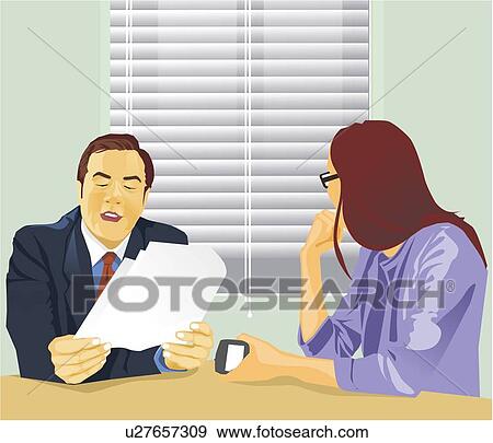Stock Illustration - Side view of businesswomen in office. Fotosearch